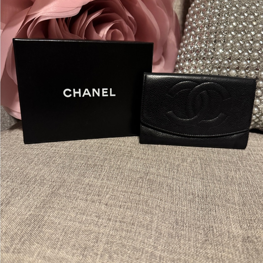 CHANEL Black Leather Card wallet